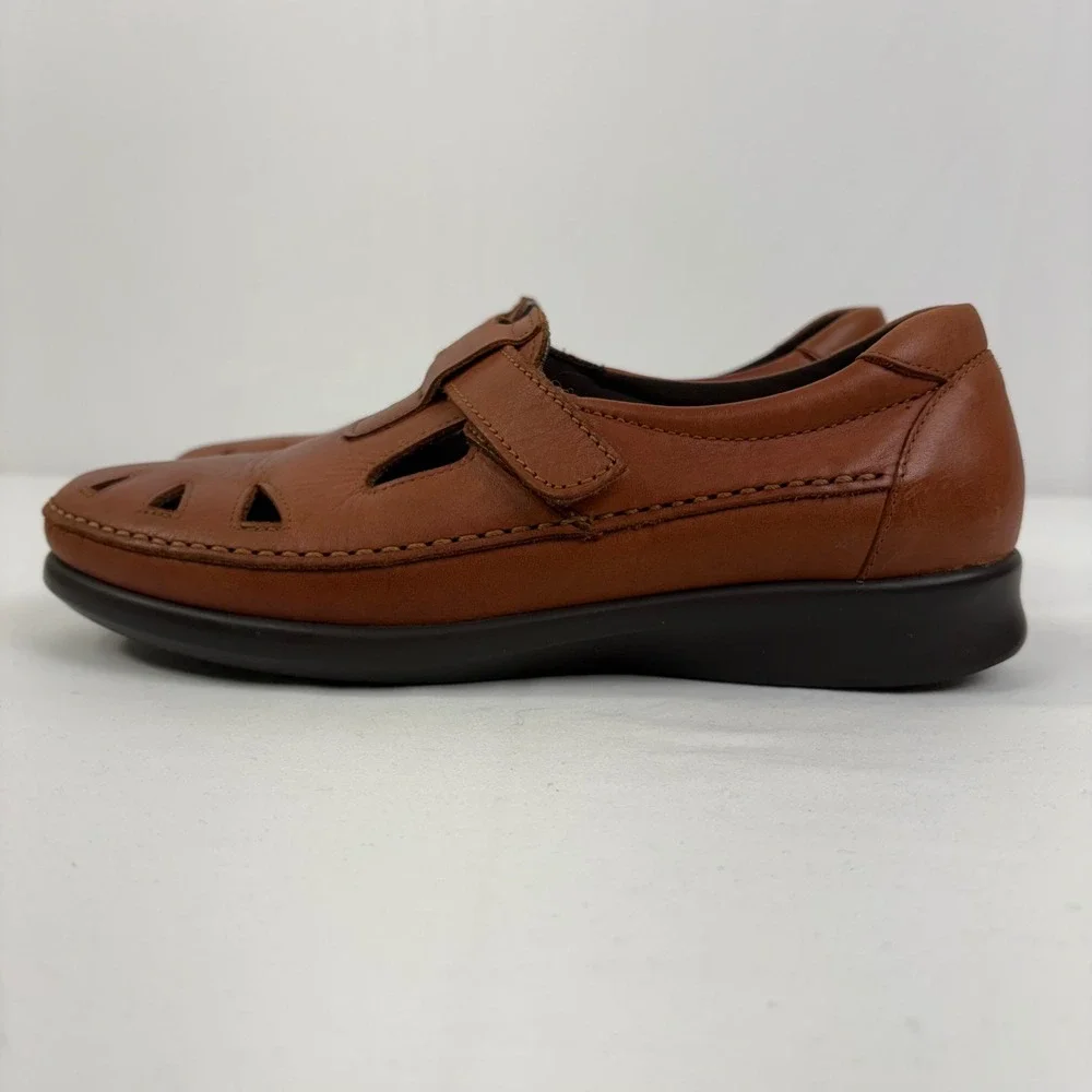 SAS Roamer Women's Cognac Brown Leather Mary Jane Comfort Walking‎ Shoes 7.5 N